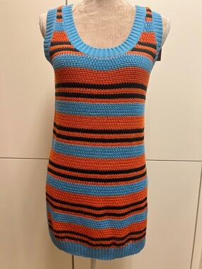 Loro Piana Blue, Orange and Black Striped Knit Tank Tunic